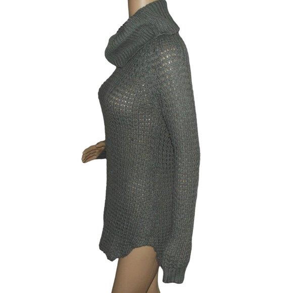 Rue 21 Sweater Size Small Gray Acrylic Speckled Cowl Turtleneck long tunic - Picture 5 of 9